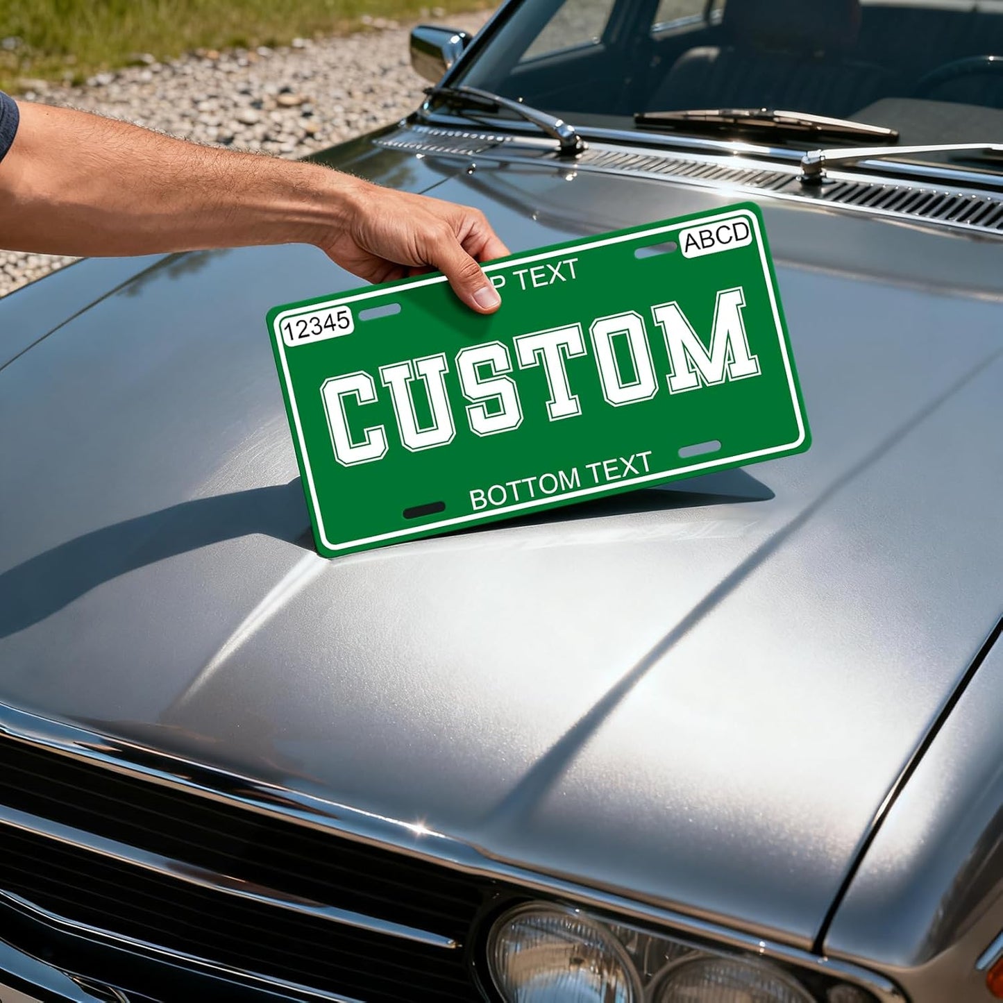 Custom License Plate - Metal Personalized License Plates with UV Printed Decorative Designs Front Vanity for Car, Auto Accessories with Customizable Text - 6x12 Inch Car Decor Tags & Number Plates