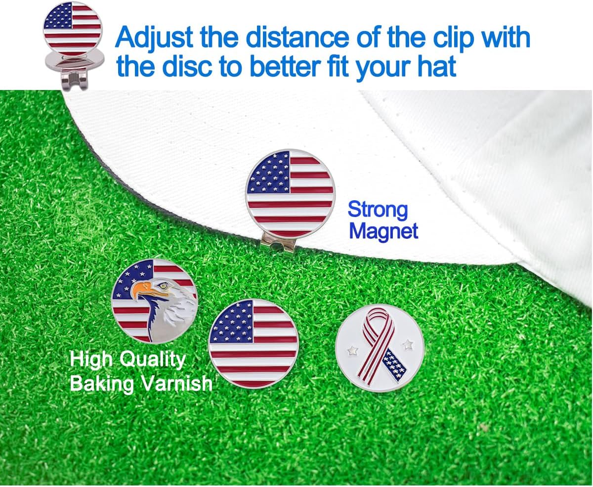 8 Pack Golf Ball Markers with Magnetic Hat Clips Value Sets - Removable Attaches Easily to Golf Cap Premium Gifts，Golf Ball Markers with Hat Clips Sets for Men Women Golfer