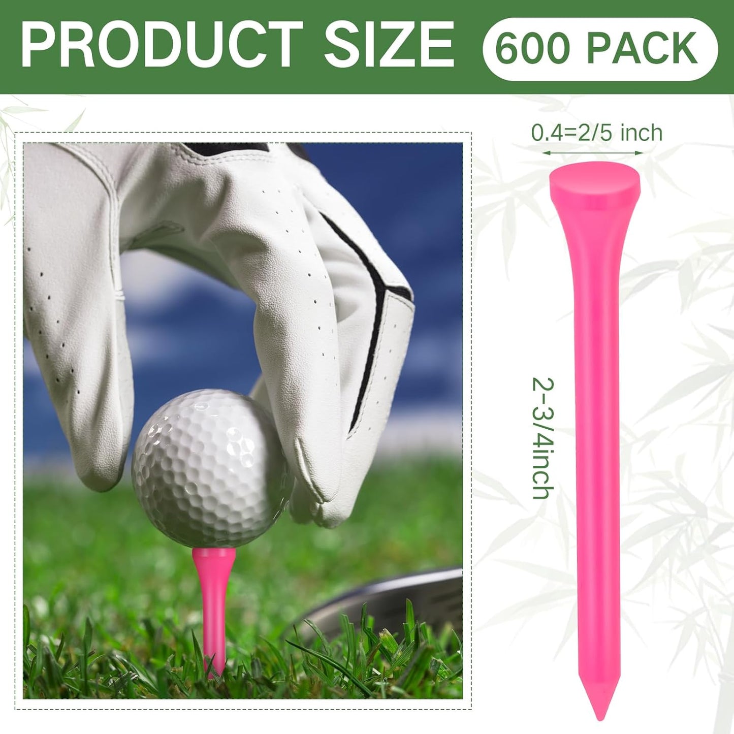 Mudder 600 Pack Golf Tees Bulk Wooden Golf Tees Wood for Men Balls Accessories