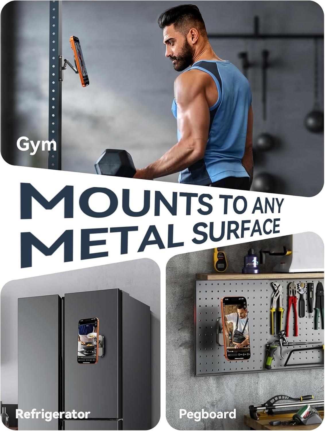 JOYROOM Upgraded Magnetic Golf Cart Phone Holder, [Tri-fold+All Metal] Magsafe Phone Holder Compatible with MagSafe iPhone 17 16 15 14 13 12 Fits EZGO Club Car Yamaha Icon Golf Cart Accessories Gifts