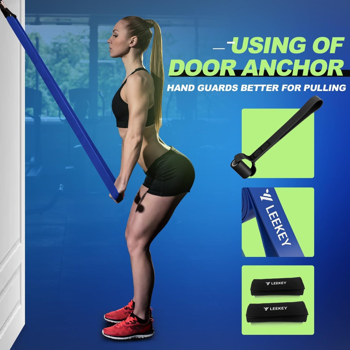 LEEKEY Resistance Bands, Exercise Bands with Handles,Pull Up Assist Bands - Band Set with Door Anchor - Bands for Working Out,Band for Men and Women Fitness Training,Home Workouts