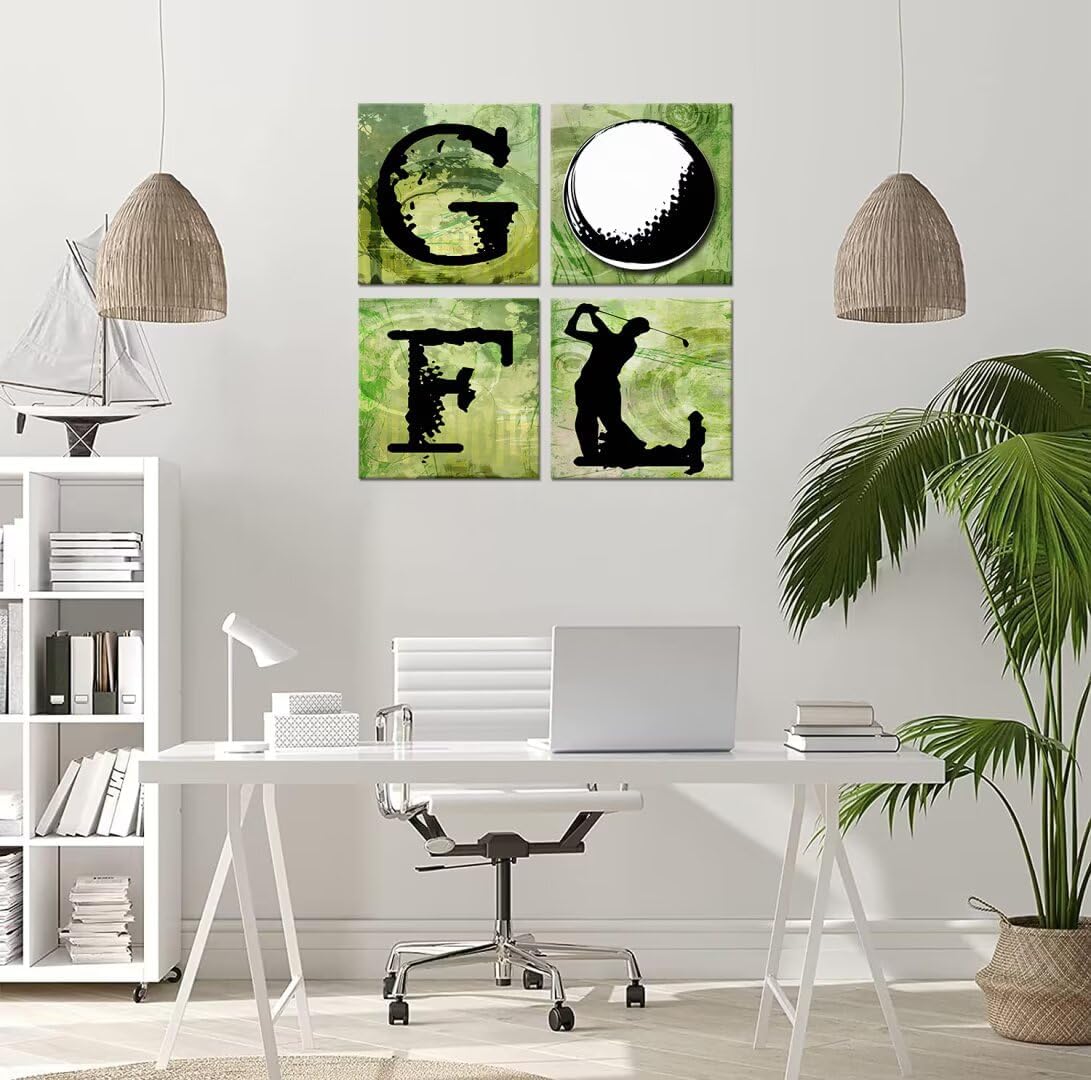 Pankila Golf Canvas Wall Art Golf Sports Wall Decor Green Leisure Poster Artwork for Gym Living Room Office Man Bedroom Painting Modern Minimalism Frame Print Artwork (20''W x 20''H x 4)