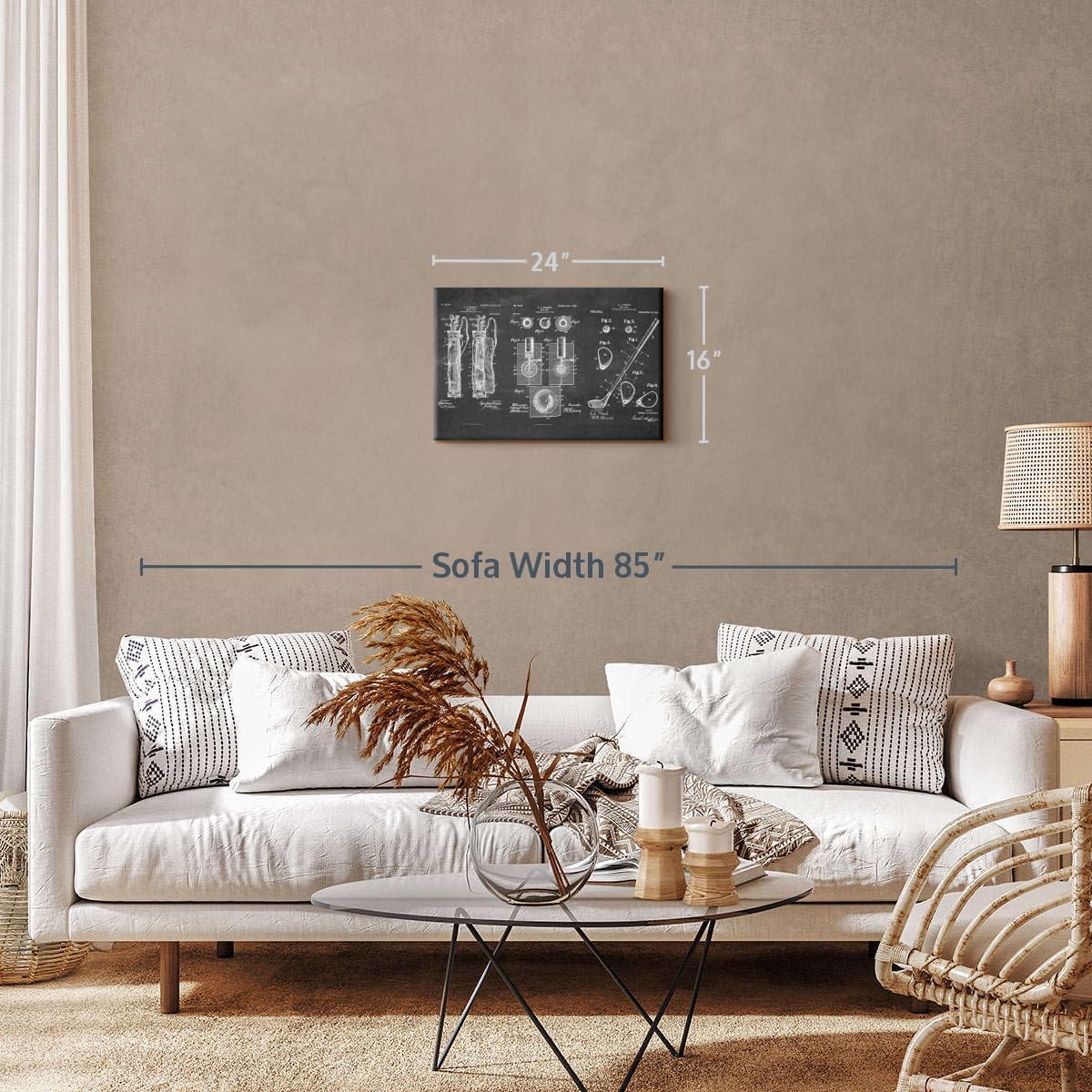 ElephantStock Golf Patents Canvas - 1 Panel Sports Patent Wall Art Decor - Sports Decorations for Boys Room - Wall Art and Office Decor - 24" X 16"