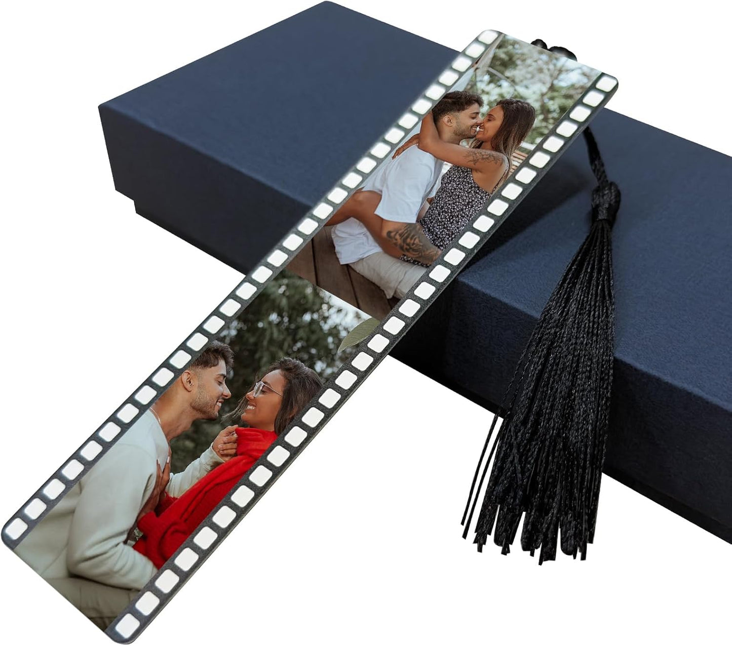 Custom Bookmarks with Tassel and Gift Box Metal Photo Bookmark Personalized with Picture and Text (2 Photos)