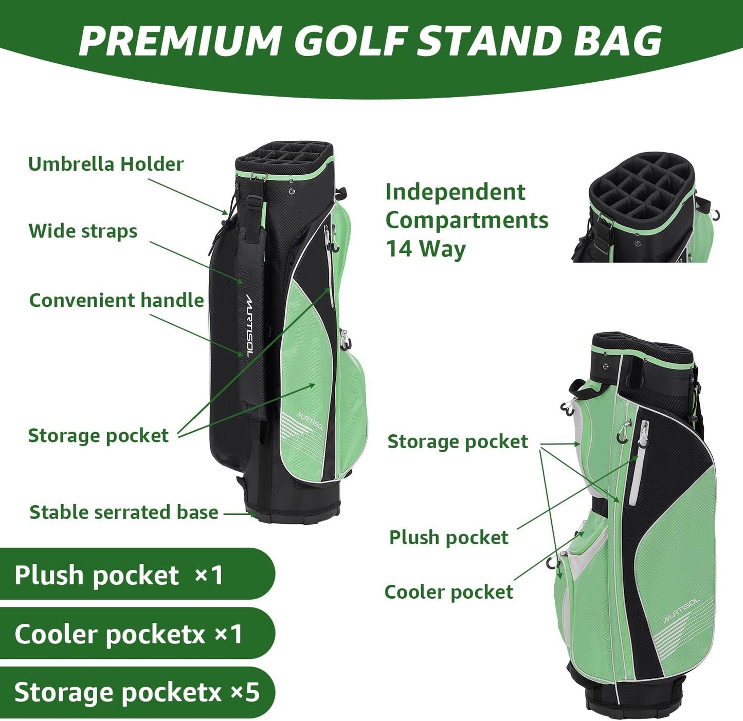 10 Pieces Golf Clubs Full Set Mens Right Hand,Golf Set Includes Stand Bag with Rain Hood, 1#Driver 3#Wood #5 Hybrid,with 3 Head Covers, 6# 7# 8# 9# PW# Irons and Putter