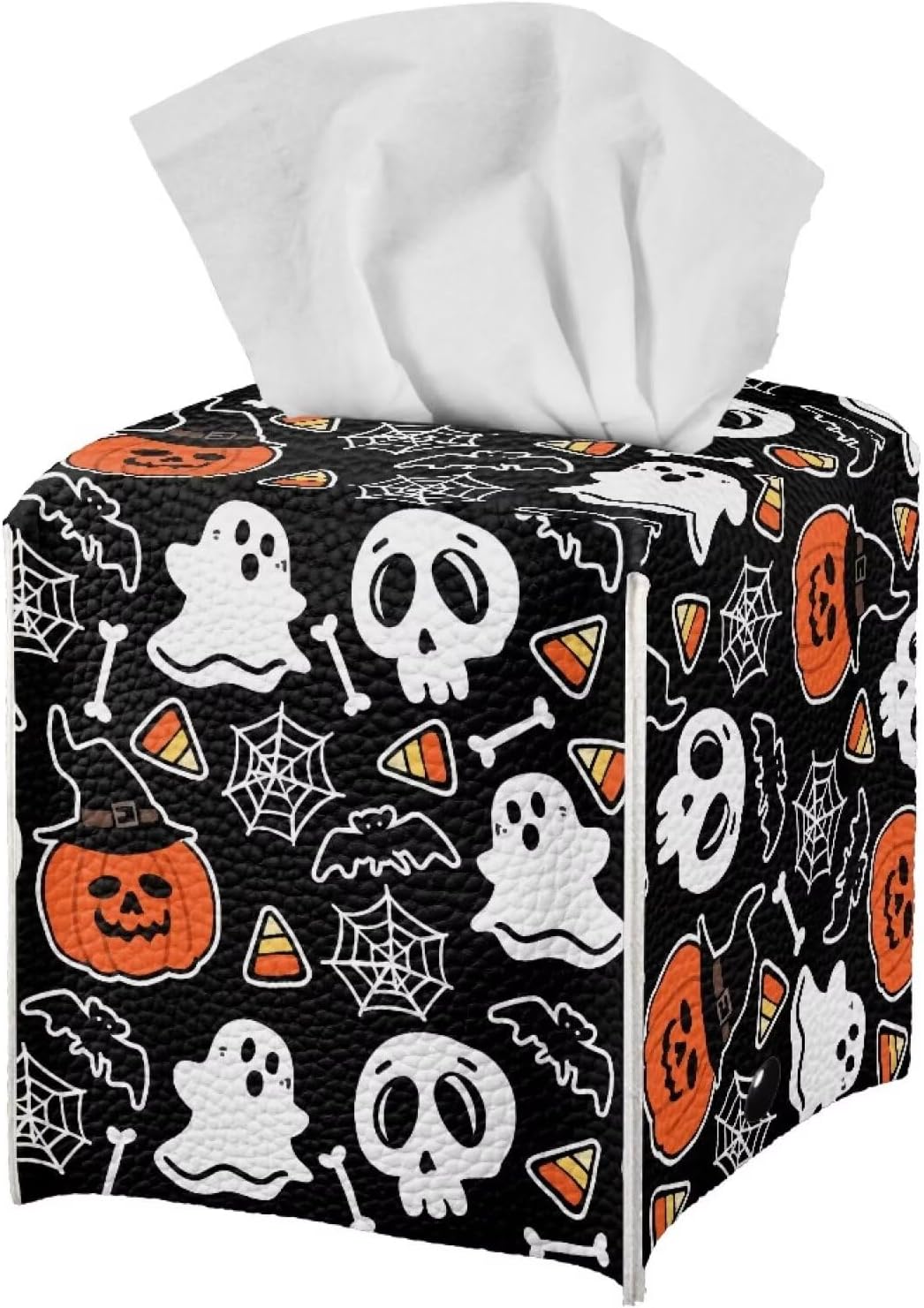 Ghost Skull Tissue Box Cover Halloween Tissue Box Facial Paper Square 5x5x5 inch Holder Organizer Modern Home Office Bedroom Car Bathroom Decor