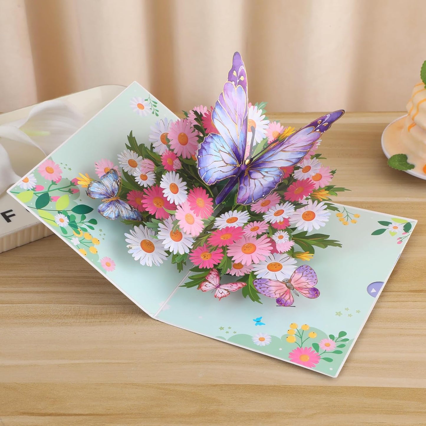 3D Butterfly Greeting Cards, Flowers Pop Up Birthday Cards, for Mom, Sister, Grandmother, Wife, Daughter, and other women, with envelope