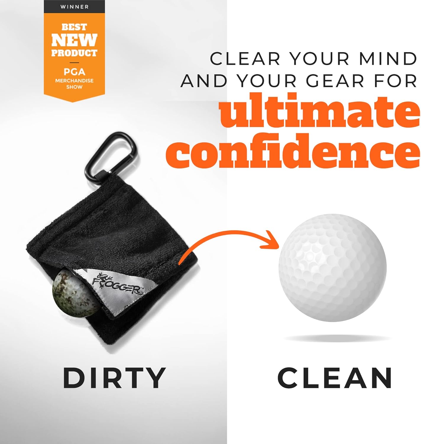 Frogger Amphibian Golf Ball Towel with Wet and Dry Technology Small Golf Ball Towels for Golf Bags with D Clip Golf Ball Accessories