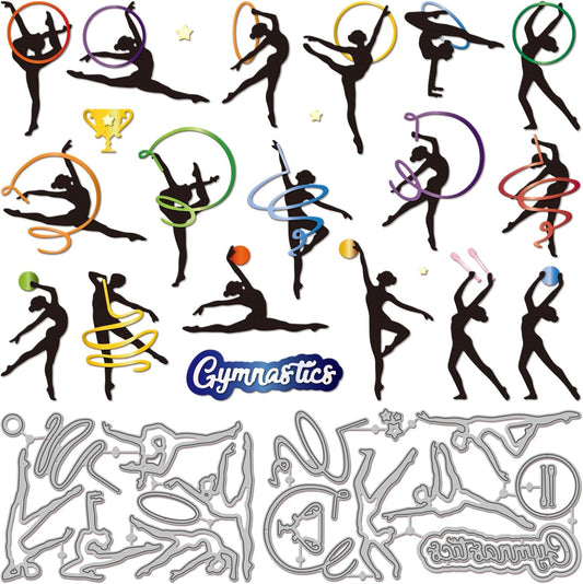 GLOBLELAND Gymnasts Lady Cutting Dies Woman Silhouette Metal Die Cuts Sports Cutting Embossing Templates for Scrapbooking Crafts Paper Cards Making