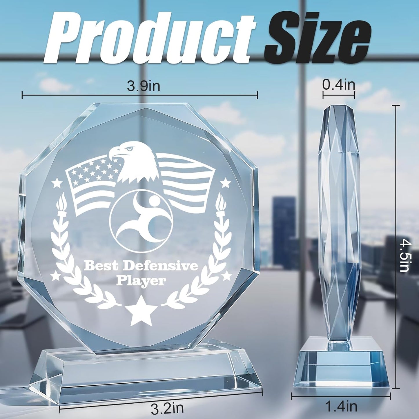Personalized Crystal Trophy - Customizable Trophy Award with Name/Logo/Text for Retirement Plaque Employee Recognition Trophies