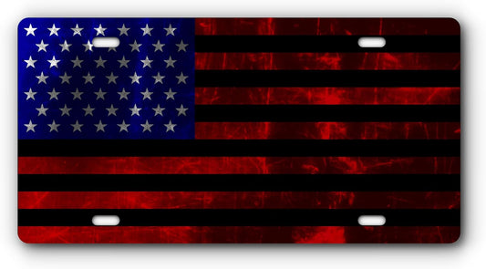 Patriotic Vanity Aluminum Plate for Trucks and Cars - Made in The USA - Universal Fit (Brushed Aluminum Flag 2)