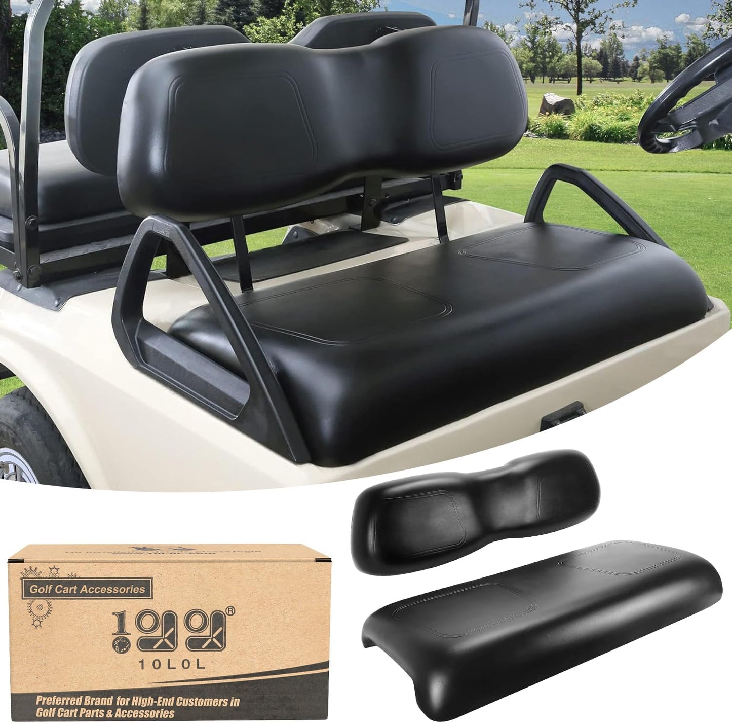 10L0L Front Seat Bottom & Backrest Assembly for Club Car DS 2000.5-up Golf Cart, Factory Style Replacement Cushions