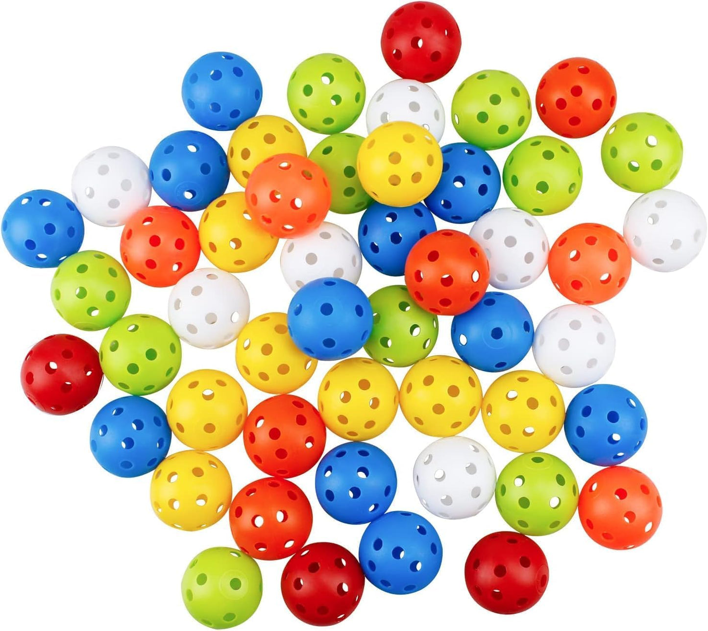 KOFULL 50 Pack Colored Golf Practice Ball, 40mm Hollow Sports Golf Training Balls Plastic Airflow Good for Your Pets(Multicolor)