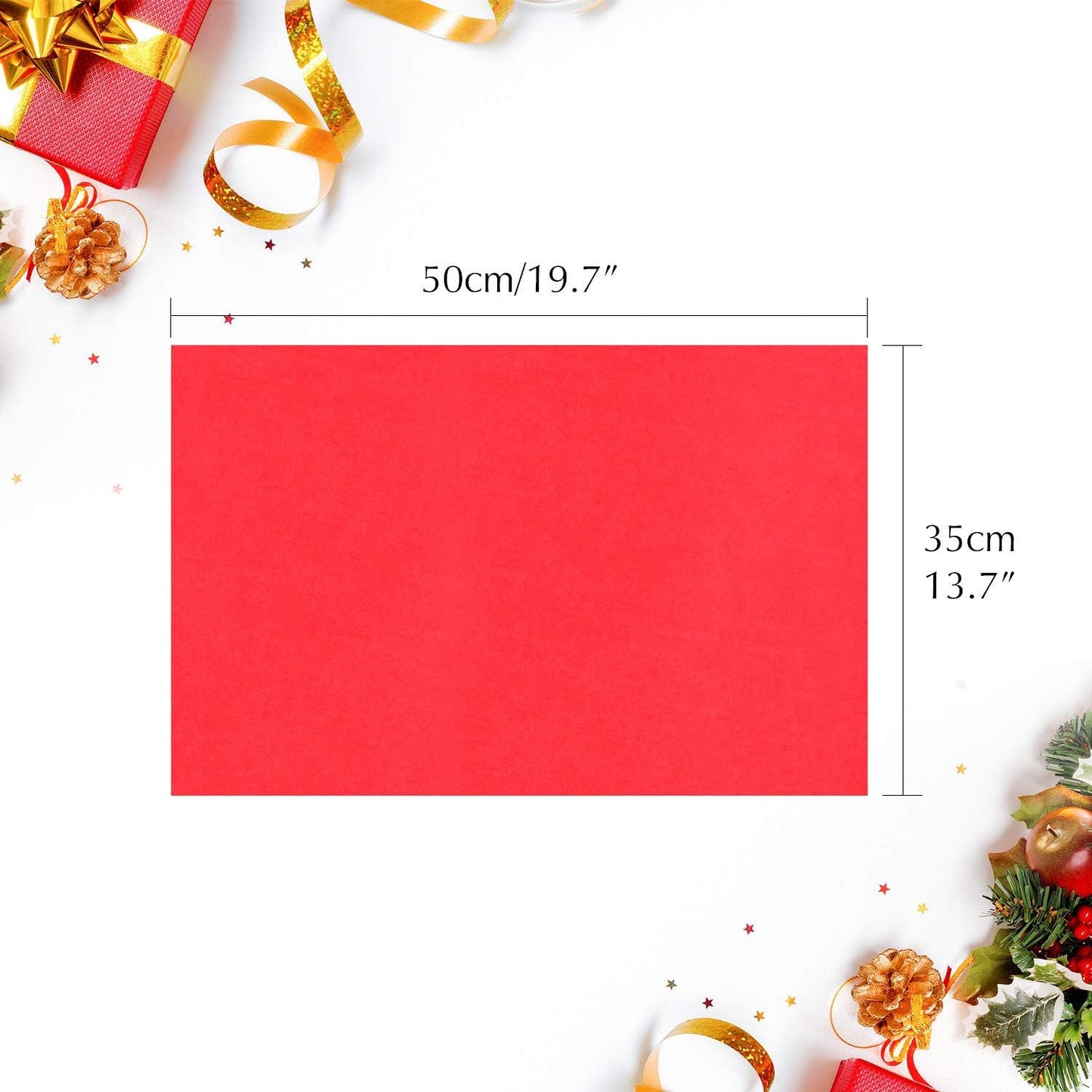 FEPITO 100 Sheets Red Christmas Tissue Paper Gift Wrapping Red Paper Tissue Paper for Xmas Wrapping Presents, Crafts(14 x 20 Inch)