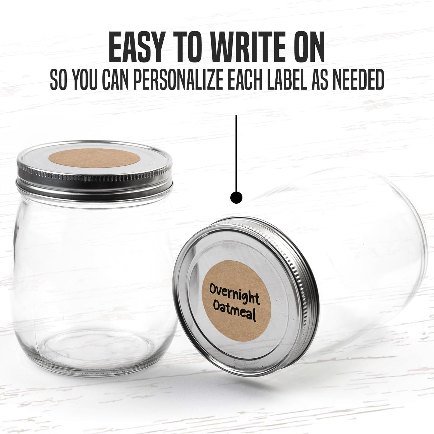 MESS Dissolvable Canning Labels, 1.5" Round, 200-Pack – Removable Kraft Mason Jar Stickers for Homemade Jam, Food Storage & Containers