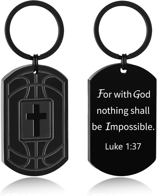 Football/Baseball/Soccer/Basketball Keychain for Men First Communion Baptism Confirmation Mens Gifts