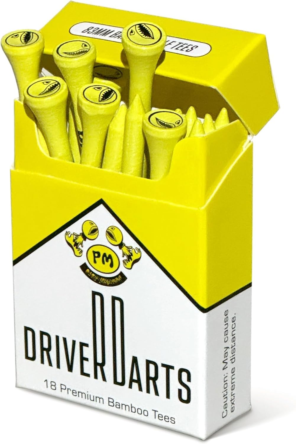 Driver Darts by P*ss Missile, Premium Bamboo Wood Golf Tees, 18 Count, 3.25" (83mm) Tee Length - Iconic Packging Style and Cool Organization - Fun Gift Ideas for Golfers