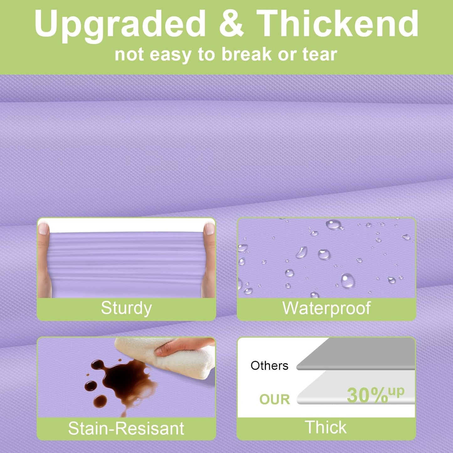 QIKSION Plastic Table Cloth Disposable 3 Pack, 54 x 108 Inch Tablecloths for Rectangle Tables, Lavender Plastic Table Cover