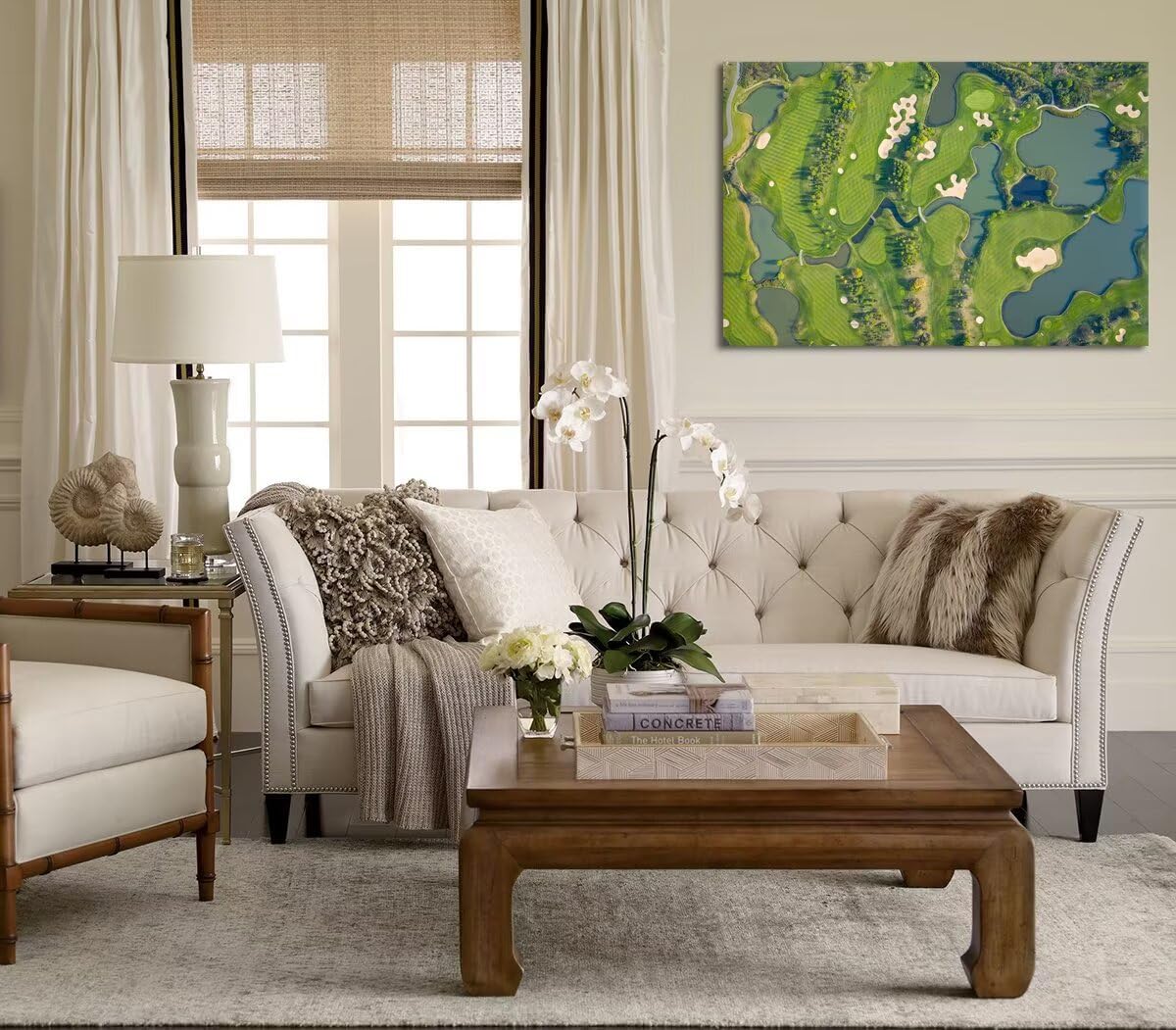 Golf Course Wall Art for Living Room Bedroom Bathroom Home Decorations Fairway Golf Course Picture Poster Canvas Prints Modern Framed Artwork Ready to Hang(12''H x 16''W)