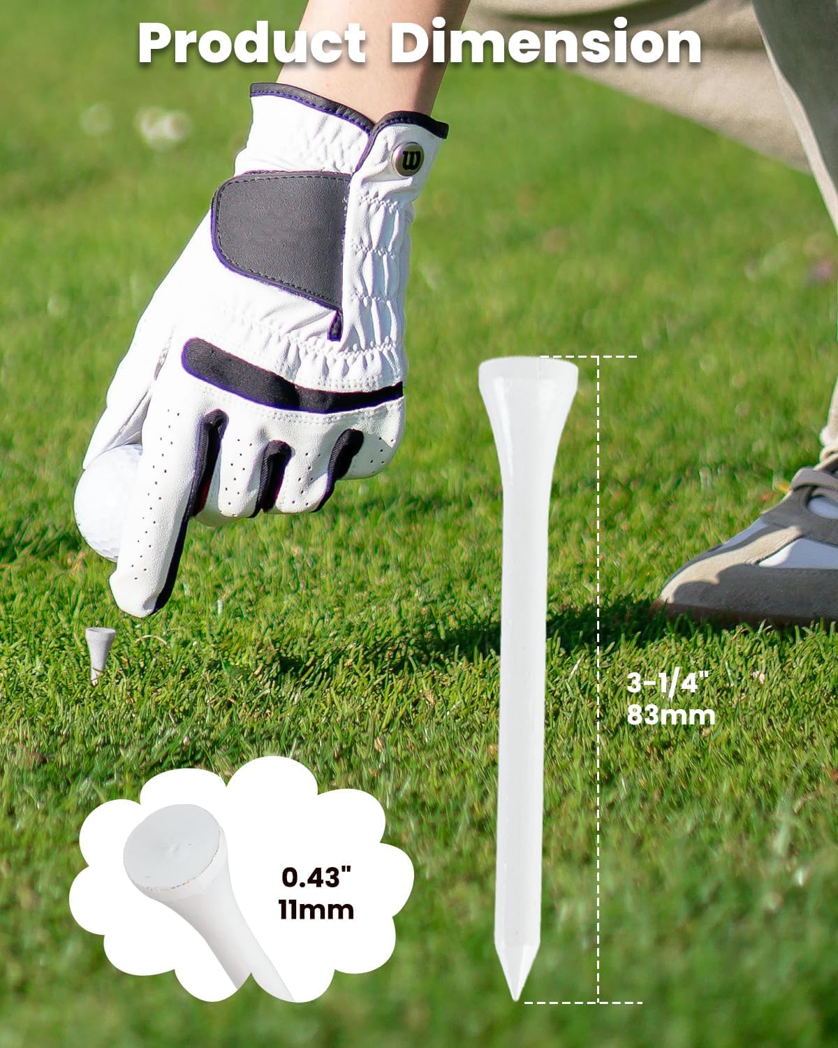 Bamboo Golf Tees 1000 PCS, 2-3/4 inch(70mm) & 3-1/4 inch (83mm) Length, Stronger Than Wood Tees