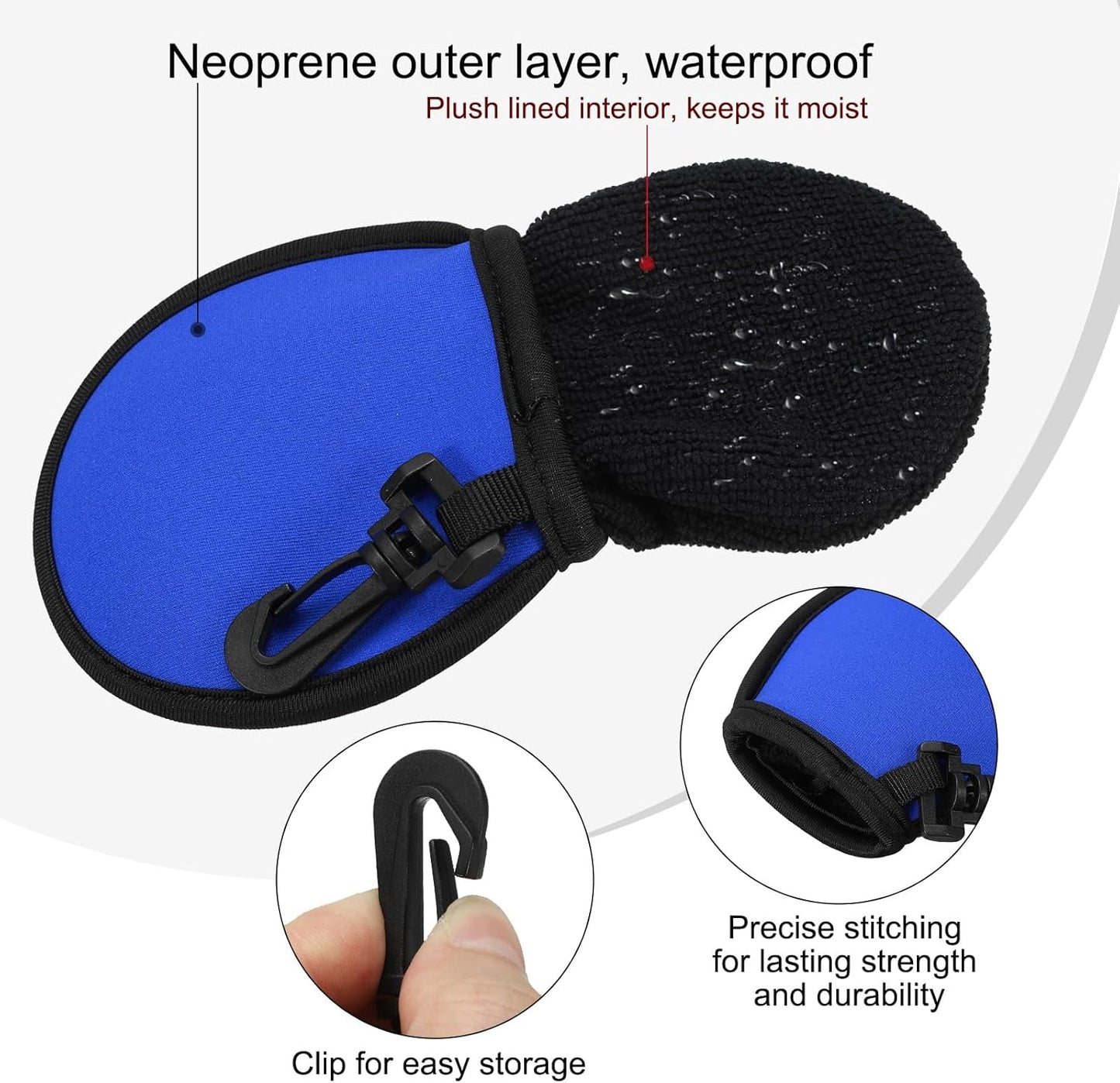 PATIKIL Golf Ball Washer Pouch, Portable Golf Balls Cleaner Pocket Bag with Hanging Clip for Men Golf