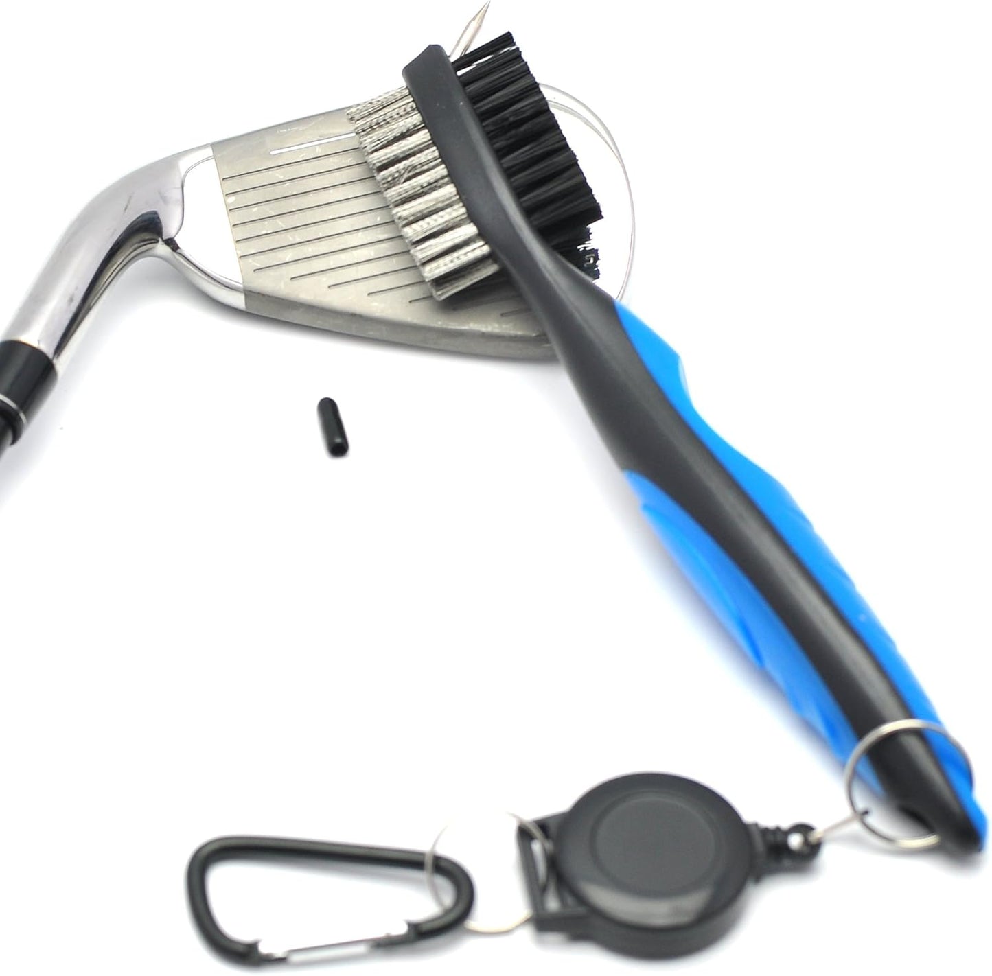 Mile High Life Microfiber Waffle Pattern Golf Towel | Club Groove Cleaner Brush | Foldable Divot Tool with Magnetic Ball Marker (Blue Towel/Brush/Bone Divot)