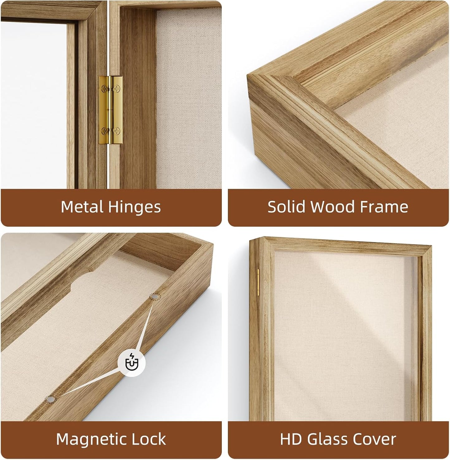 Love-KANKEI Shadow Box Frame 13x16.5 inch, Large Shadow Box Display Case with Linen Back Memorabilia Awards Medals Photos Gift Memory Box Carbonized Black