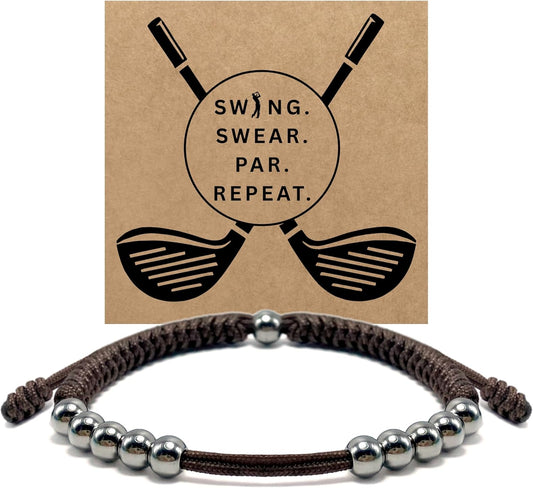 LAMIBEE Premium Golf Stainless Steel 10 Bead Score Counter Bracelet, Golf Stroke Count Bracelet, Resizable Easy Adjust Golf Round Scoring Tracker, Durable Stylish Golf Accessory