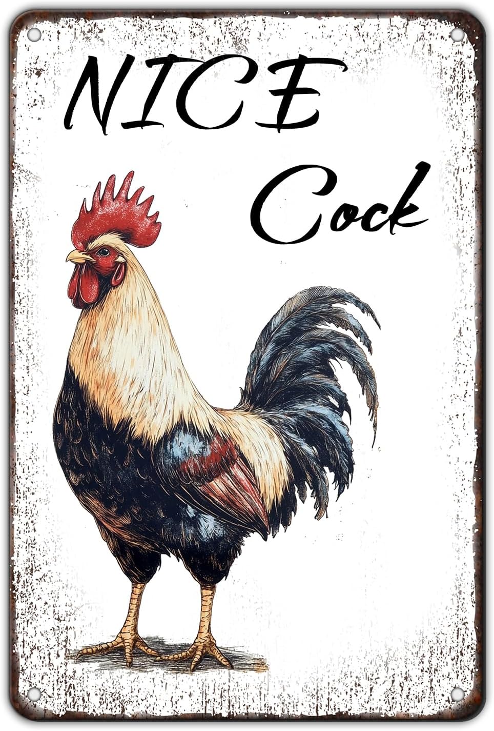 Nice Cock Metal Tin Sign 12x8 Inch Farmhourse Chicken Poster Chicken Tin Sign Home Kitchen Garden Bar Pub Restaurant Are Wall Decor