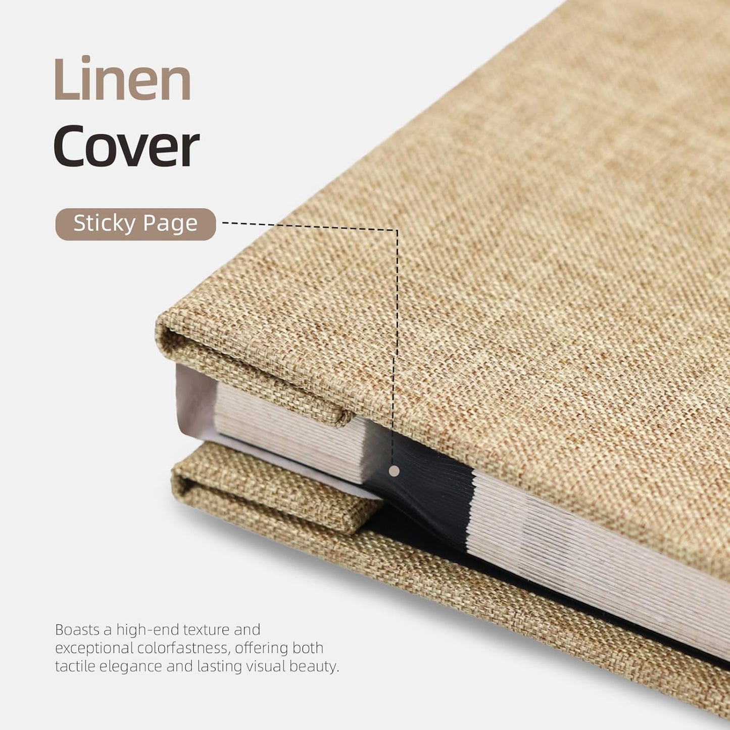 Vienrose Photo Album Self Adhesive 4x6 5x7 3x5 8x10 10x12 Scrapbook Album DIY Scrap Book with A Metallic Pen (13"x12.6" 60 Pages,Khaki)