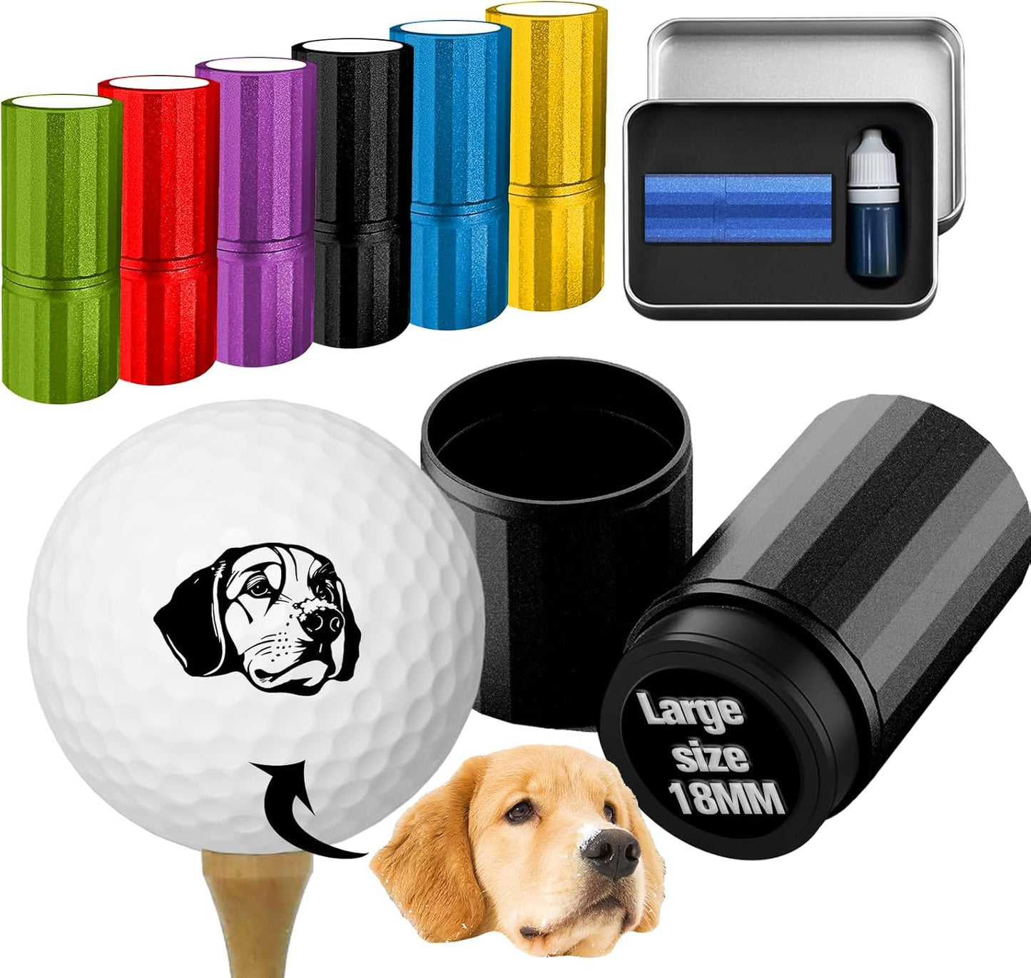 ONFAON Custom Golf Ball Stamp, Personalized Name Golf Ball Marker Stamp with Monogram Logo, Reusable Inking Customized Golf Stamper Accessories Gifts for Golfers