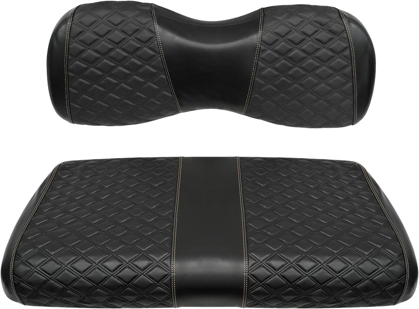 Golf Cart Front Seat Covers for Yamaha Drive 2007-2016/Drive 2 2017+ Front OEM Universal Seat Cushion, Marine Grade Vinyl Leather Seat Covers/Easy to Install-Black(2PCS)