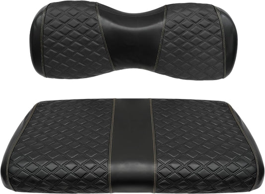 Golf Cart Front Seat Covers for Yamaha Drive 2007-2016/Drive 2 2017+ Front OEM Universal Seat Cushion, Marine Grade Vinyl Leather Seat Covers/Easy to Install-Black(2PCS)