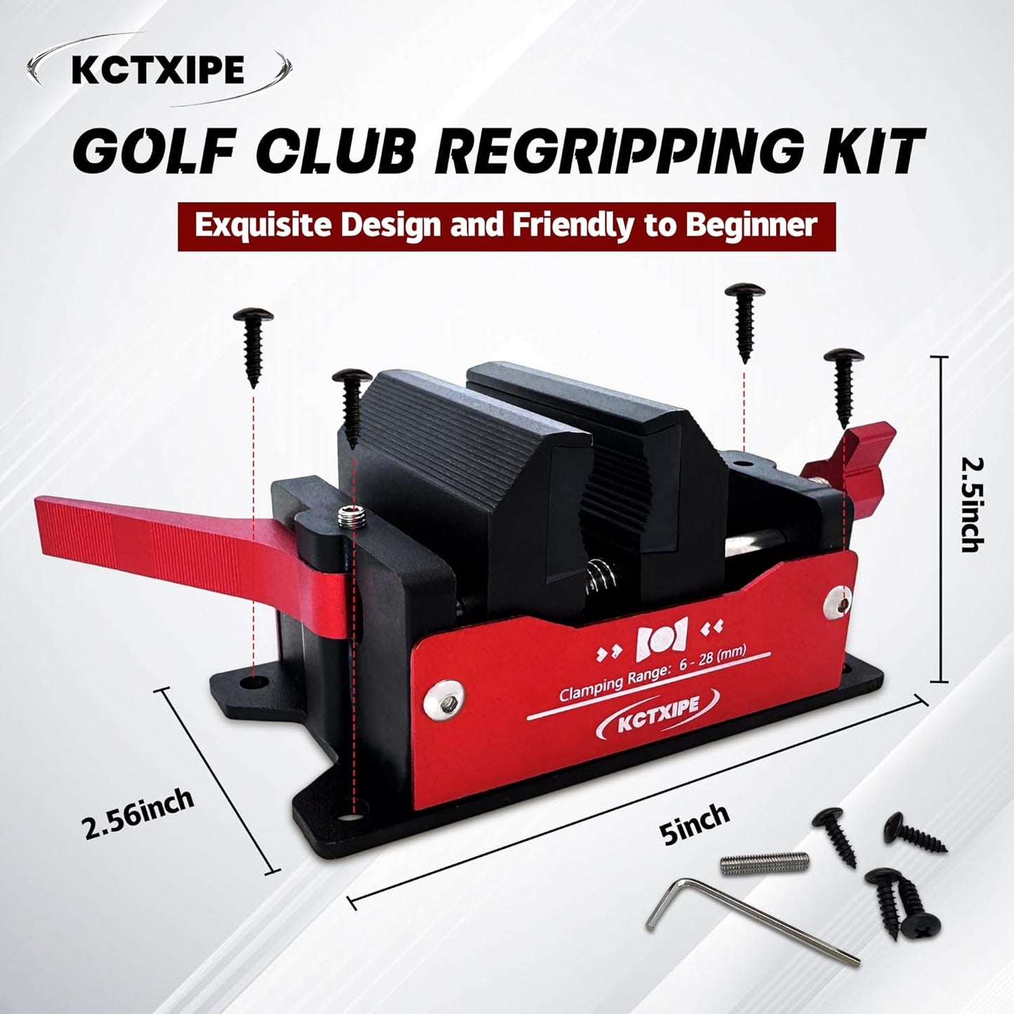 Professional Golf Club Regripping Vise - Golf Grip Removal Tool with Heavy-Duty Aluminum, Quick Release Shaft Vice Clamp,Non-Slip Rubber Jaws,Portable Golf Table Vise