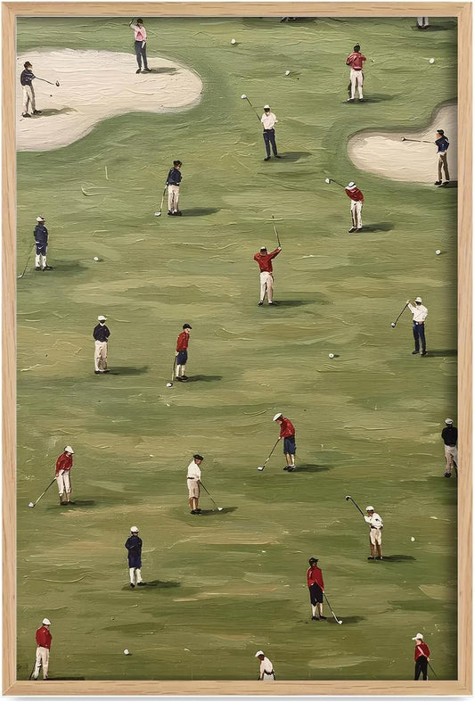 Vintage Wall Art Golf Wall Art Sports Pictures 16x24inch Unframed Miniature Golf Players Pattern Sporty and Fun Illustrations Modern Art Decorative Multicolor Zen Rustic Calm for Living Room, Bedroom