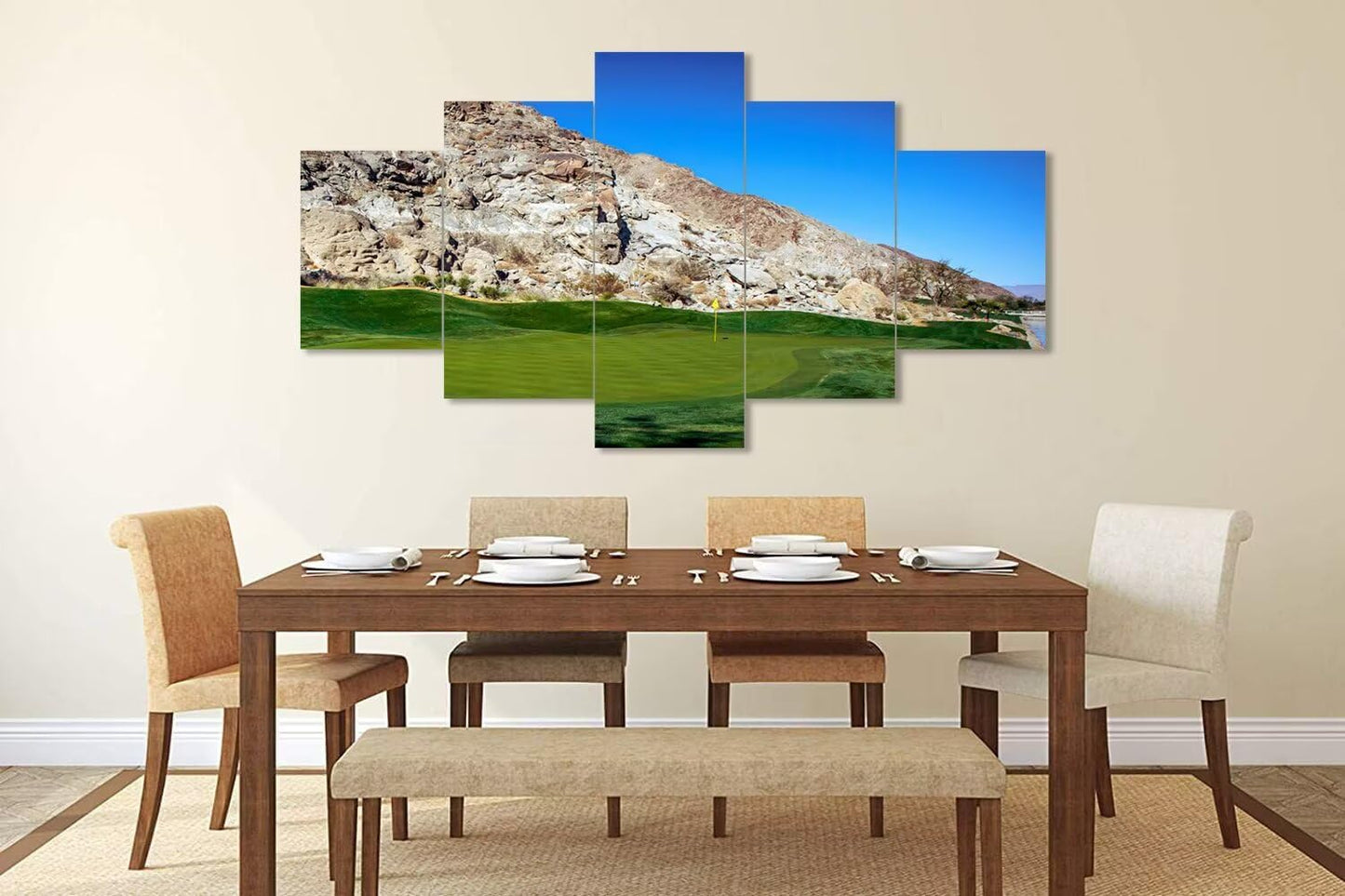 California Golf Course Wall Art for Living Room Bedroom Bathroom Home Decoraitons Golf Course in Palm Pictures Posters Framed Artwork Canvas Prints Ready to Hang(60''W x 40''H)