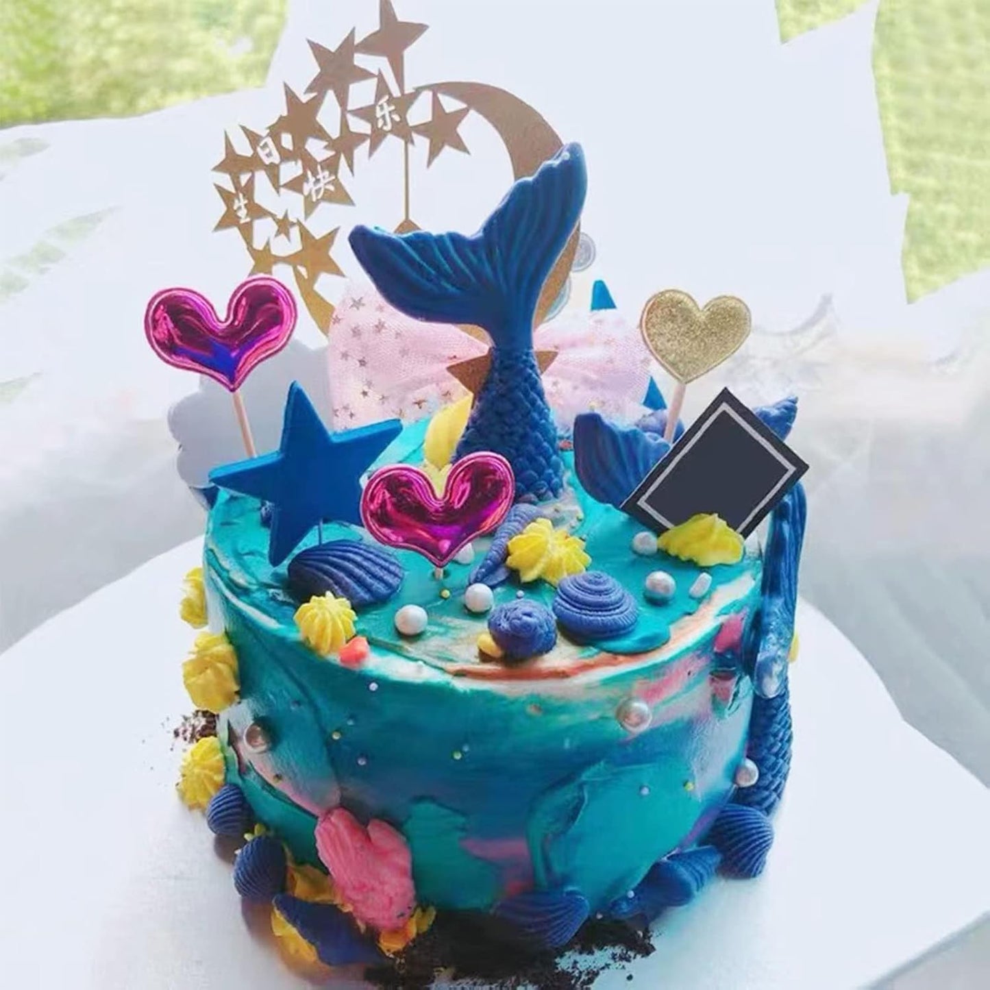 4 PCS Marine Theme Cake Fondant Silicone Mold Seashell Conch Starfish Baking Molds for DIY Cake Decoration Chocolate Candy Polymer Clay Crafting Projects