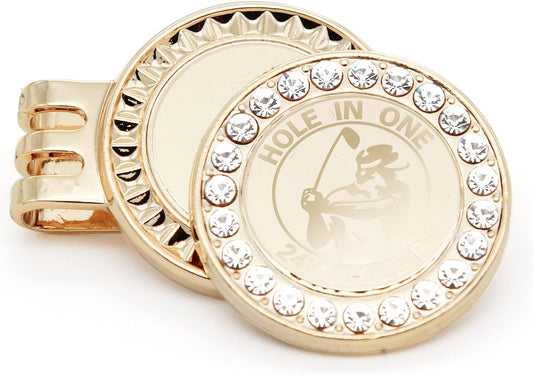 24K Gold Plated Golf Ball Marker with Magnetic Hat Clip - Luxury Golf Gifts for Men, Unique Golf Accessories for Dad, Boss, Husband, Unique Golf Gifts for Men Who Have Everything [ Crystal ]