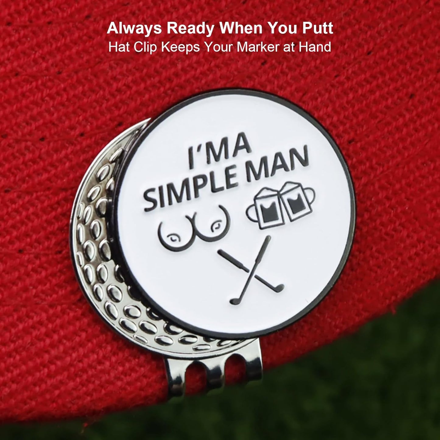 Golf Ball Marker with Magnetic Hat Clip, 3 Pack Happy-Gilmore Golf Ball Markers, Personalized Golf Accessories for Hats, Gloves, Bags, Perfect for Golf Rounds, Practice, Gifts for Golf Fans