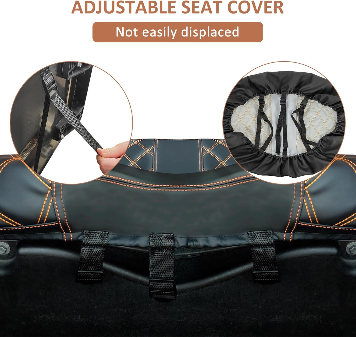 Golf Cart Seat Cover for Club Car Precedent Ordinary Front Seat Cushion, Thick Vinyl Leather Custom Diamond Comfortable, Adjustable Straps and Retractable Buckle/No Nails Required