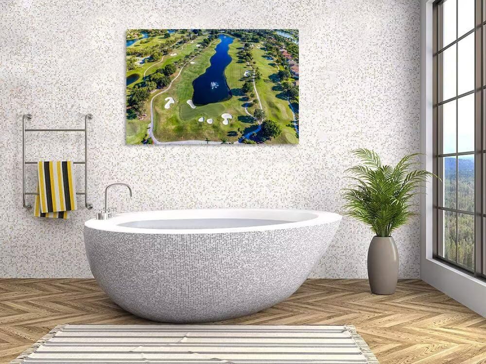 WESTON FL USA Golf Course Wall Art for Office Golf Course Picture Wall Decor for Living Room Bedroom Bathroom Home Decorations Canvas Prints Modern Artwork Framed Ready to Hang(12''H x 16''W)