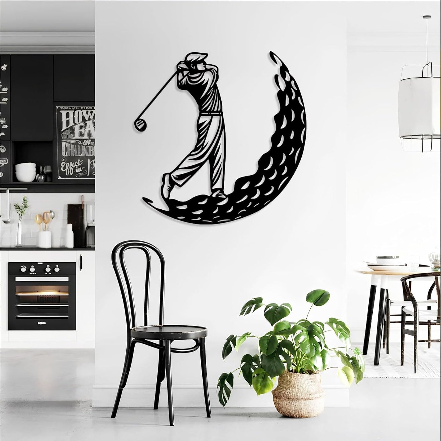 Golf Metal Wall Art, Golfer Metal Wall Decor, Golf Ball Wall Decor, Sports Wall Art, Sports Theme Wall Decor, Gift for Golf Player, Gift For Father, Home Office Wall Art, Man Cave (Silver, 32"x32"|80x80cm)