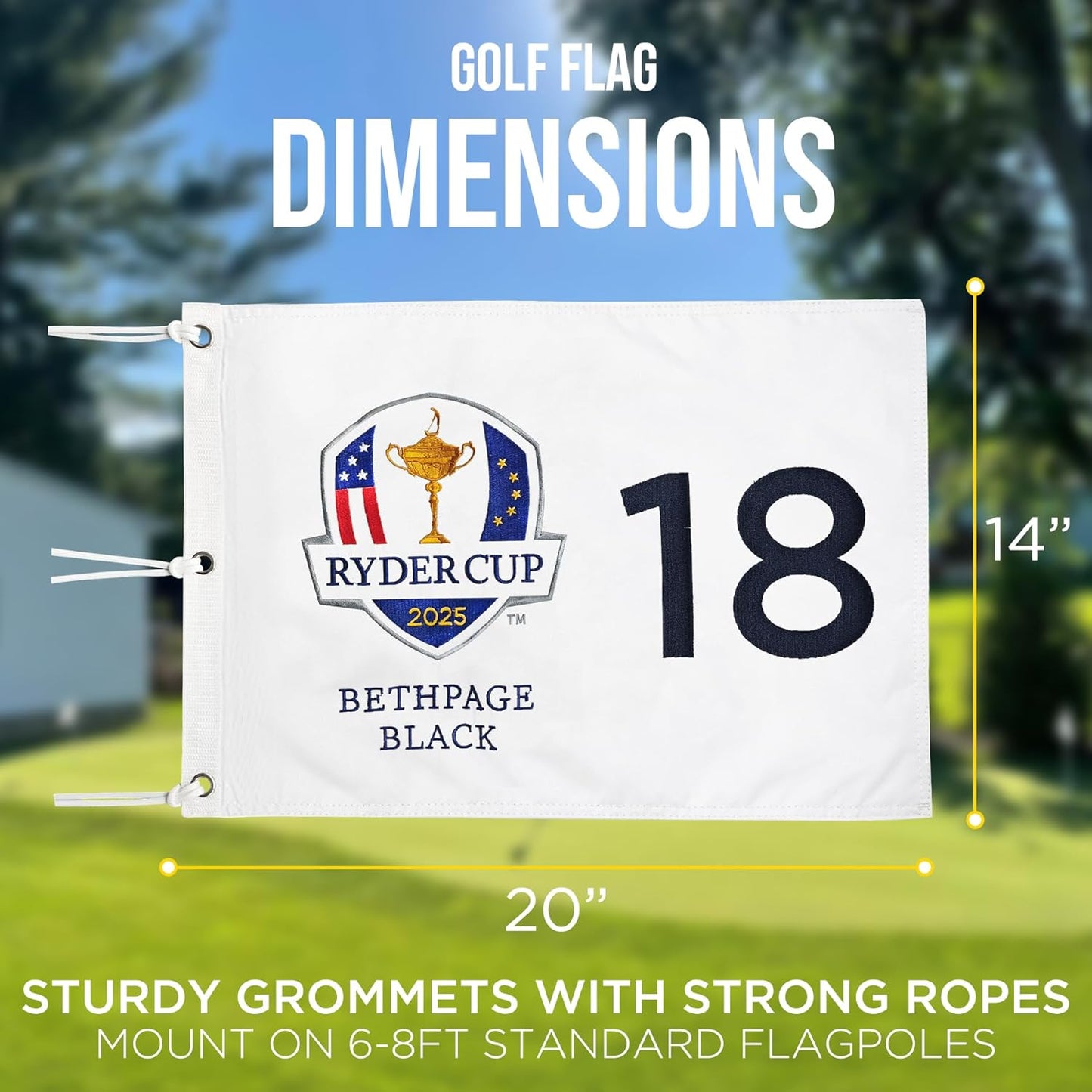 Embroidered Themed Golf Flag 2025, 14x20 Inch, Premium 420D Nylon, Ideal for Practice Putting Green, Driving Range, Golf Course, Golf Club, Collectors