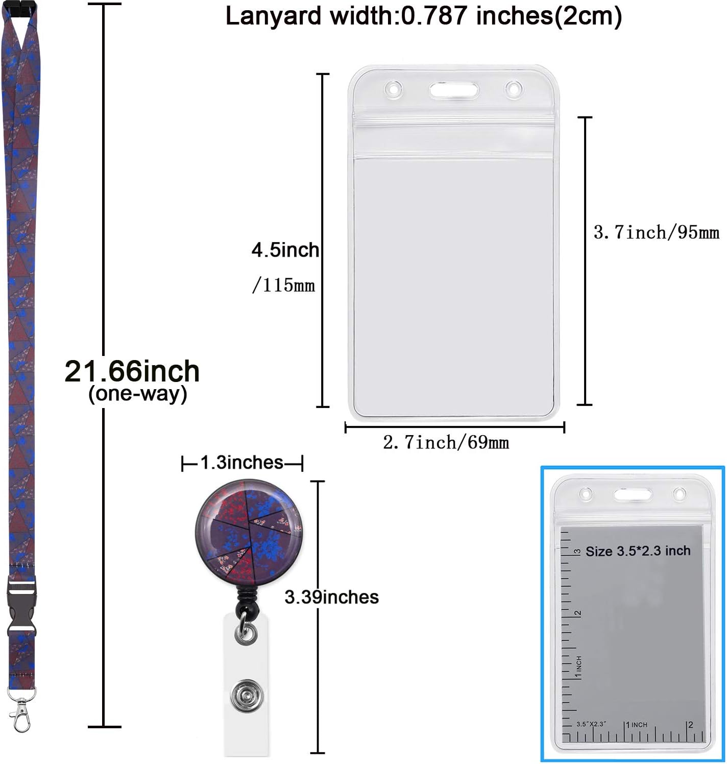 YOUOWO 2 Pack Cruise Lanyards with Vertical Badge Holders and Retractable Badge Reel for Office ID Badges Women Keys Men Ship Card Kids,Quick Release Breakaway Safety Printing Patterns Lanyard