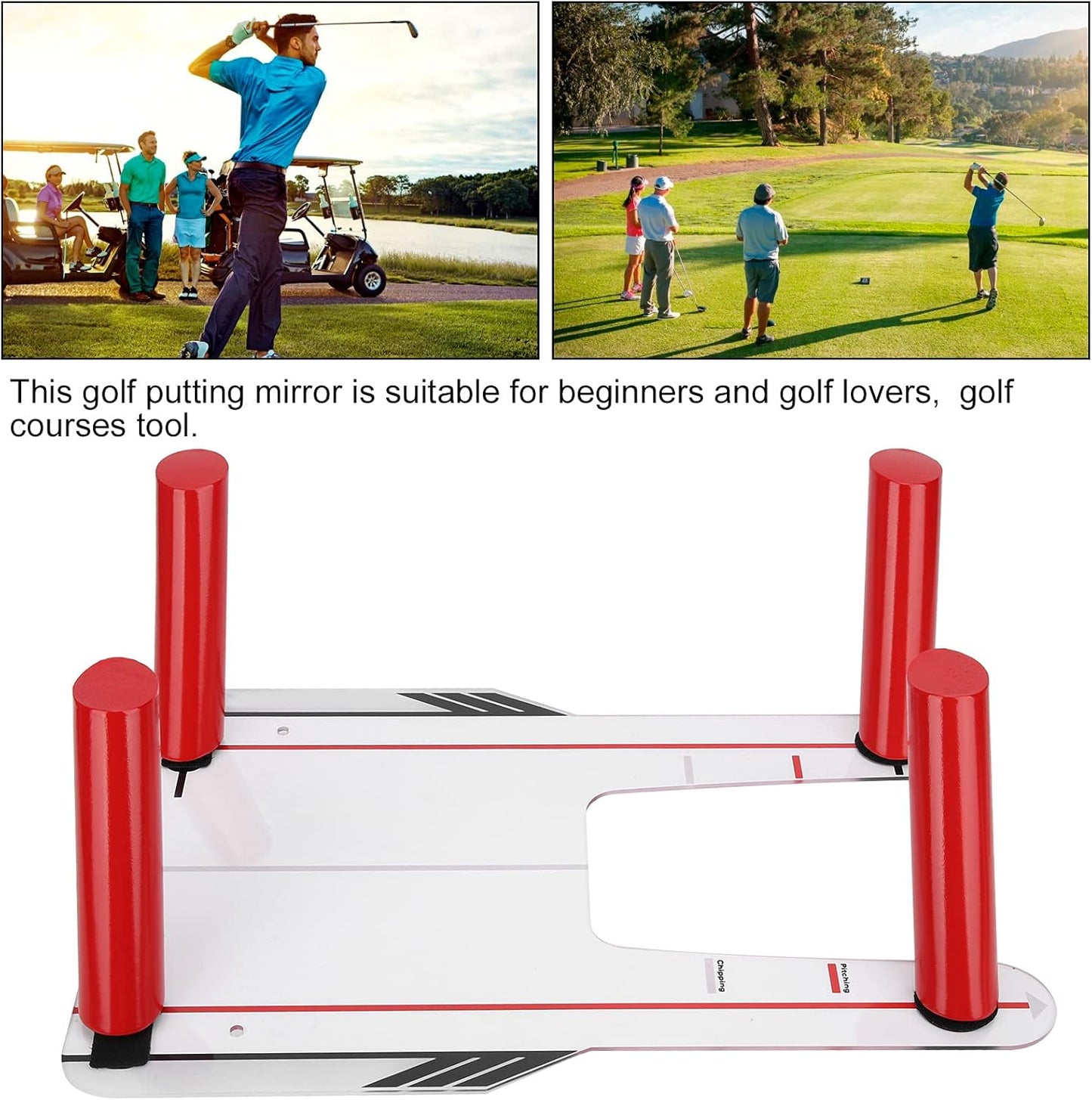 Golf Putting Alignment Mirror, PC Portable Swing Training Aids, Practice Putting Trainer for Beginners