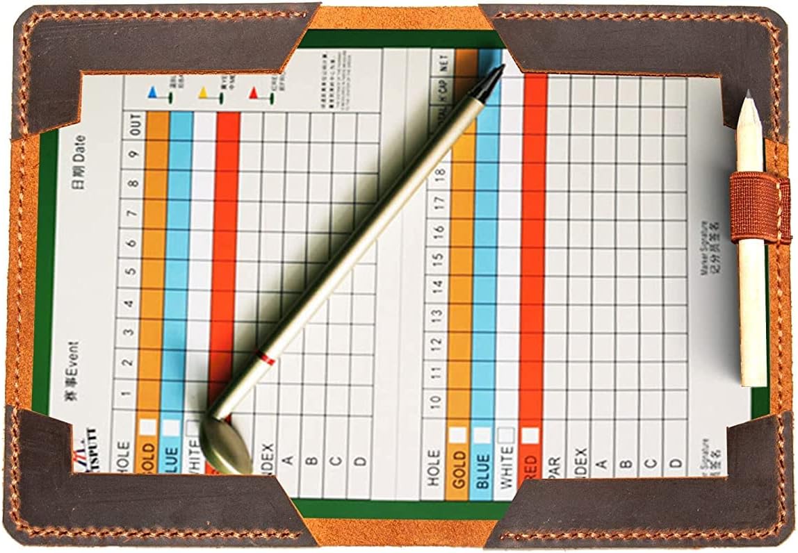 Personalized Leather Golf Scorecard & Yardage Book Holder, Custom Golf Gifts for Dad, Golf Accessories