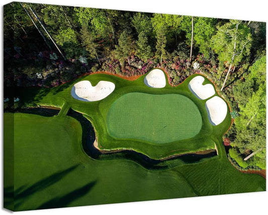 chenchenArt Augusta Golf Course Wall Art for Living Room Bedroom Bathroom Home Decorations Augusta National Golf Course Canvas Prints Modern Artwork Framed Ready to Hang(12''H x 16''W)