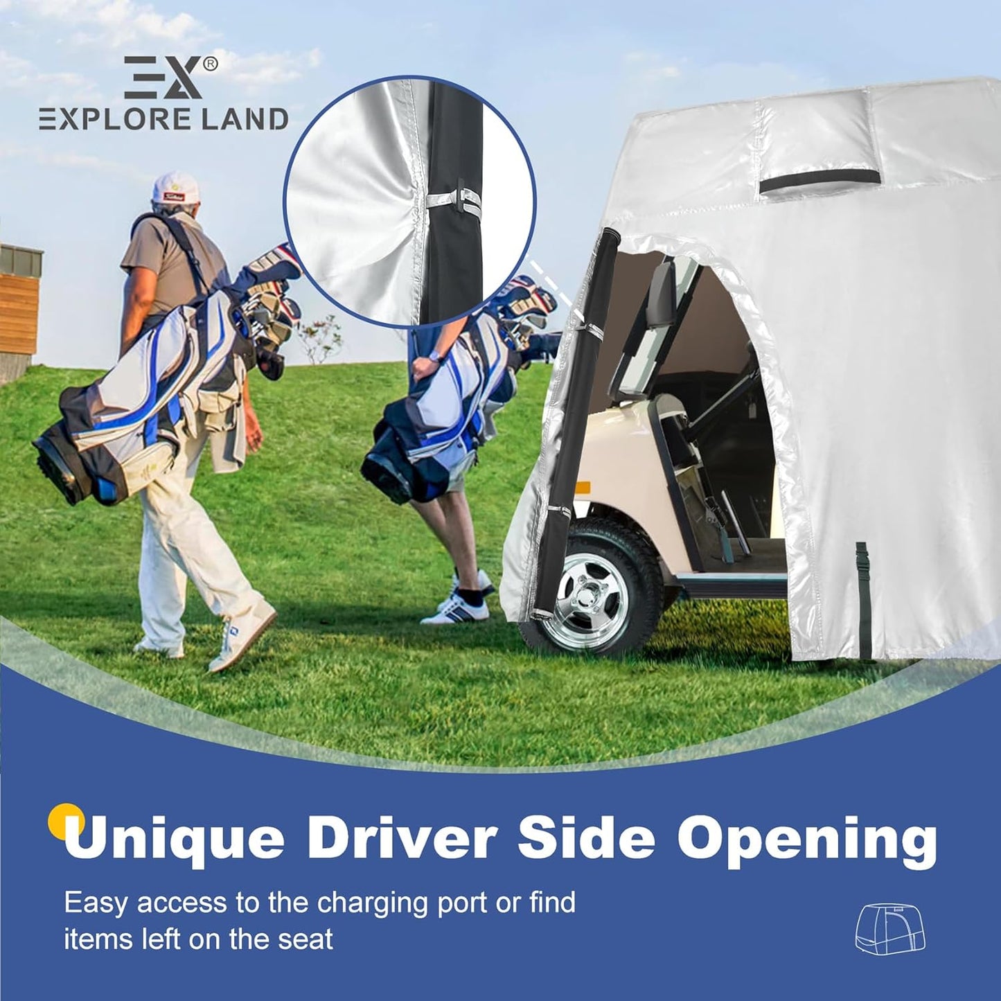 Explore Land Waterproof Golf Cart Cover Universal Fits for Most Brand 2/4/6 Passenger Car