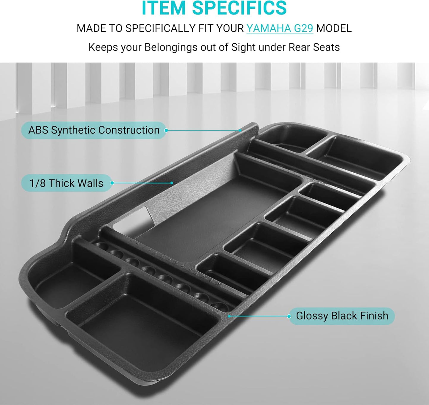 10L0L Golf Cart Under Seat Storage Tray Fits EZGO TXT, RXV, Club Car DS, Club Car Precedent, Yamaha G29, Electric Vehicle with Original Trojan Battery Underseat Organizer Container Holder Plate