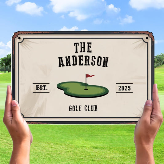 Personalized Golf Metal Sign, Vintage Country Club Villa Decor, Custom Metal Sign with Name, Personalized Golf Wall Decor for Club Garage Bar, 19th Hole Wall Art, Gifts for Golfers Dad Father Husband
